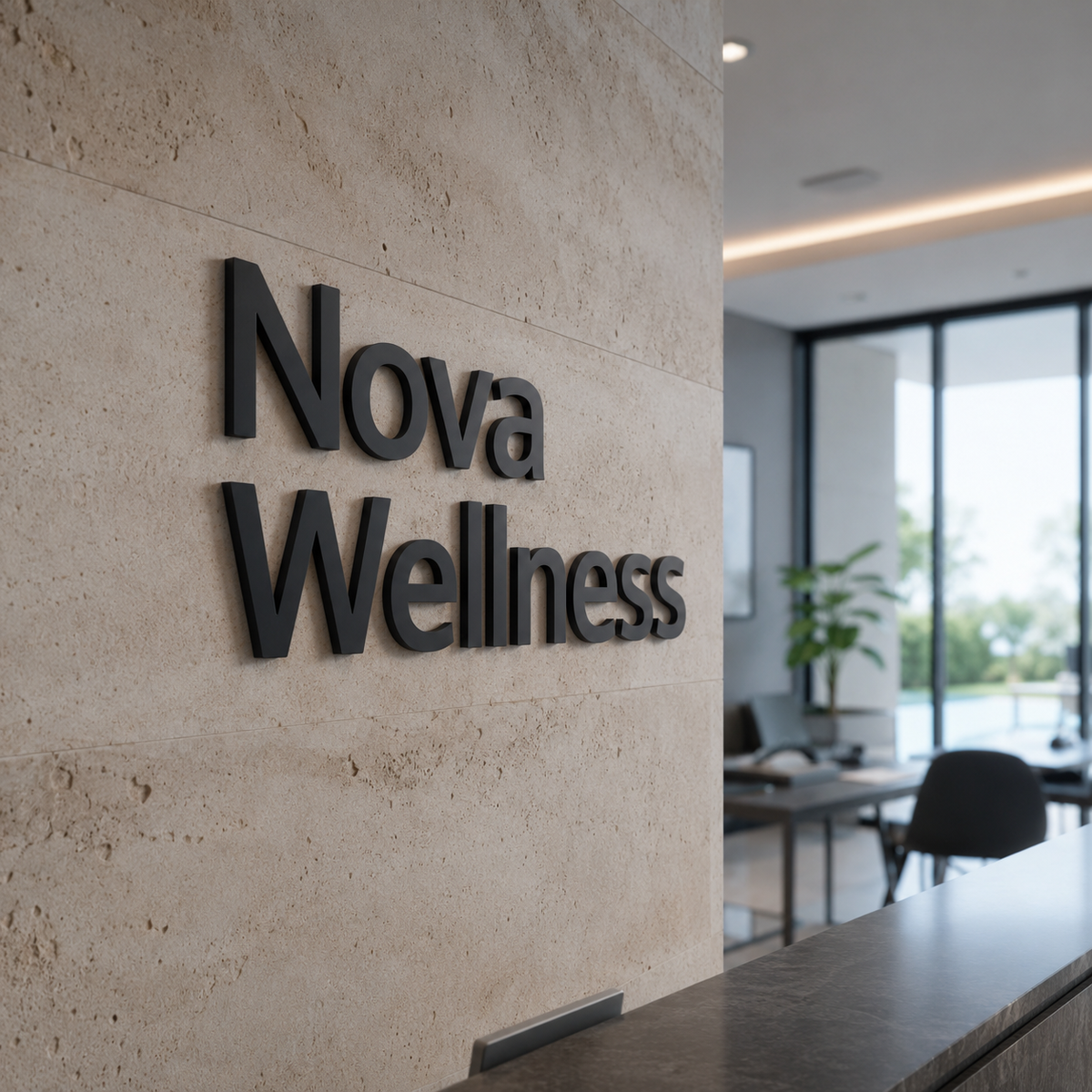 Corporate office entrance sign