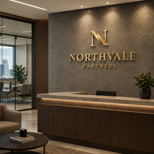 Corporate office lobby sign