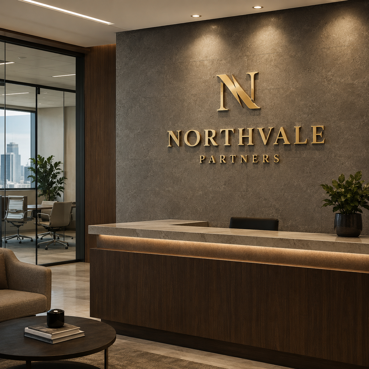 Corporate office lobby sign