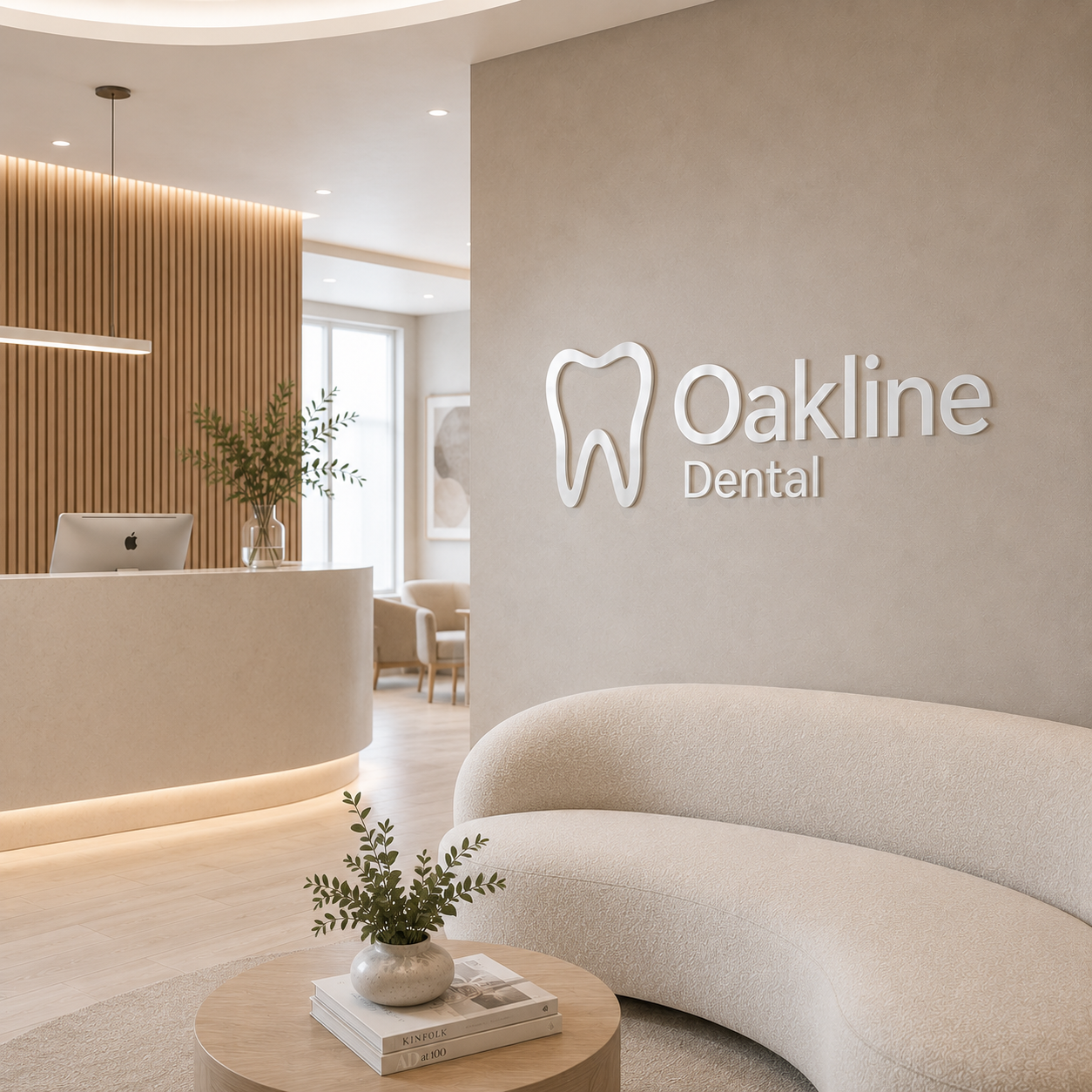 Dental waiting room branding sign