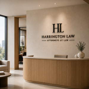 Law firm reception logo wall sign