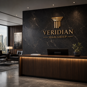 Law firm reception logo wall sign
