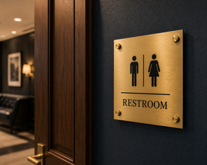 Law firm restroom sign