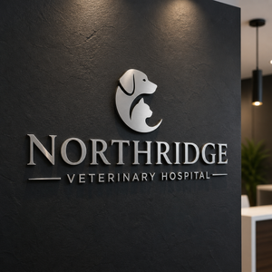 Veterinary clinic lobby sign