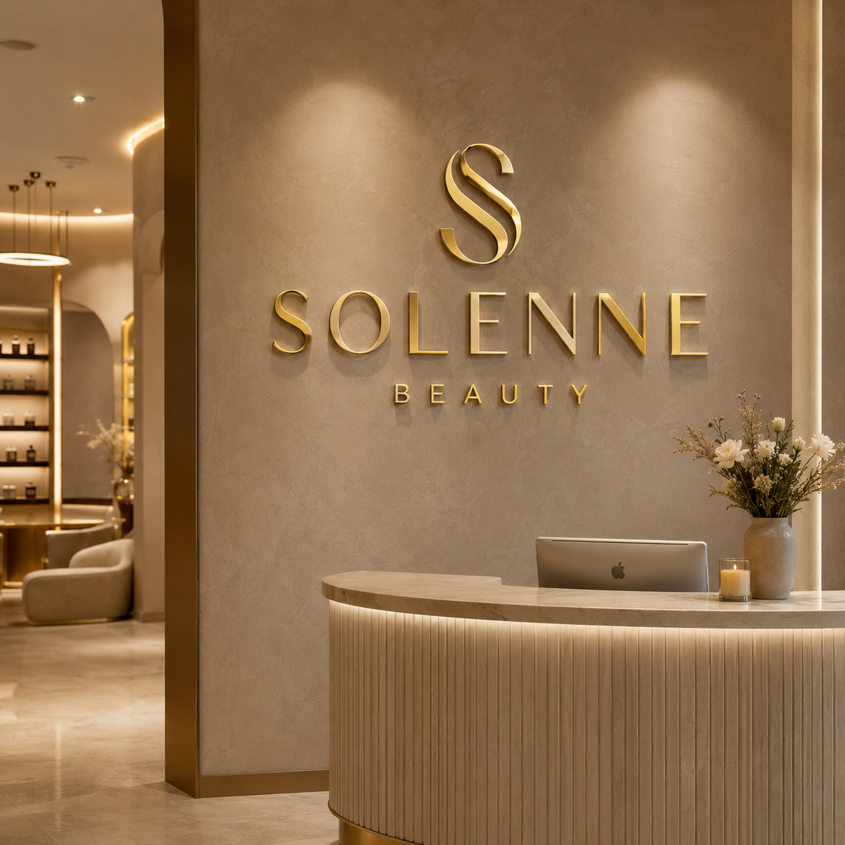 Beauty salon reception logo sign