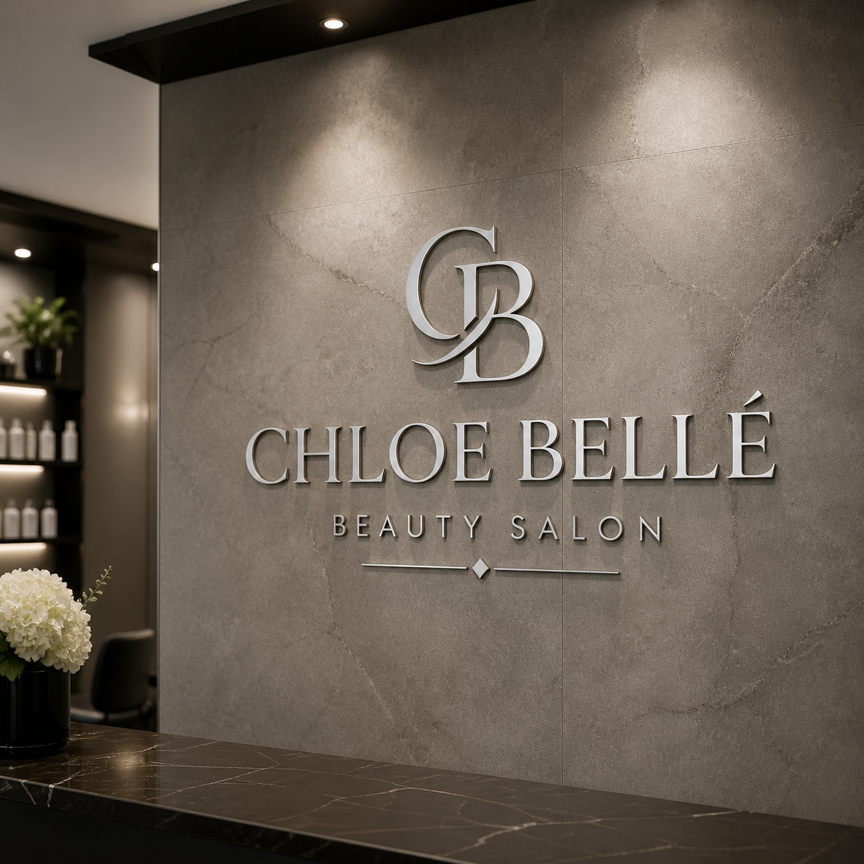 Beauty salon reception logo sign