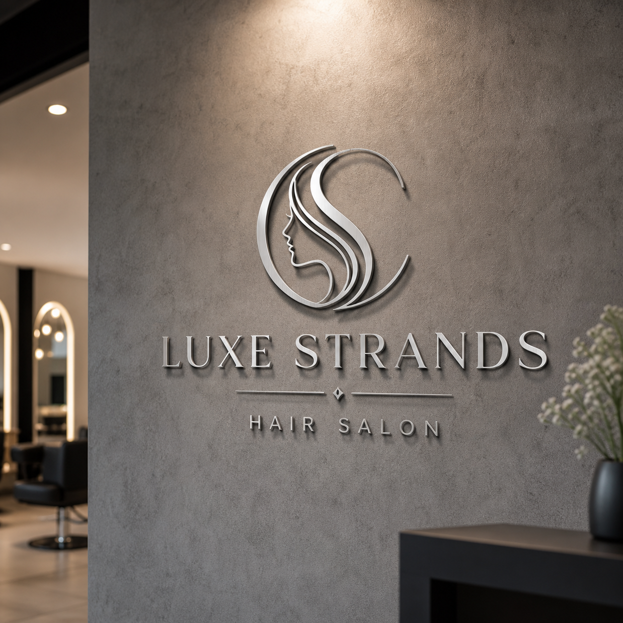Beauty salon reception logo sign