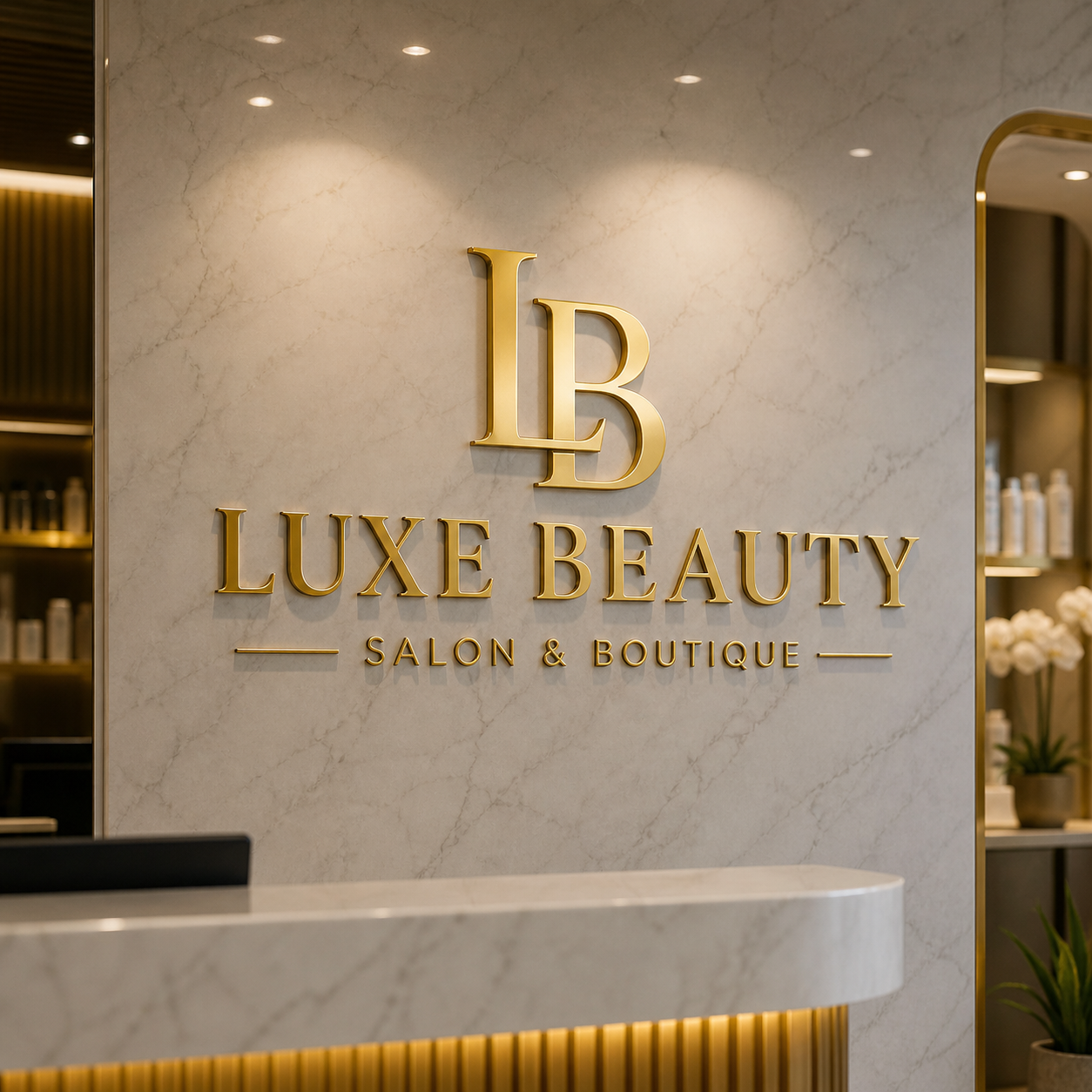 Beauty salon reception logo sign
