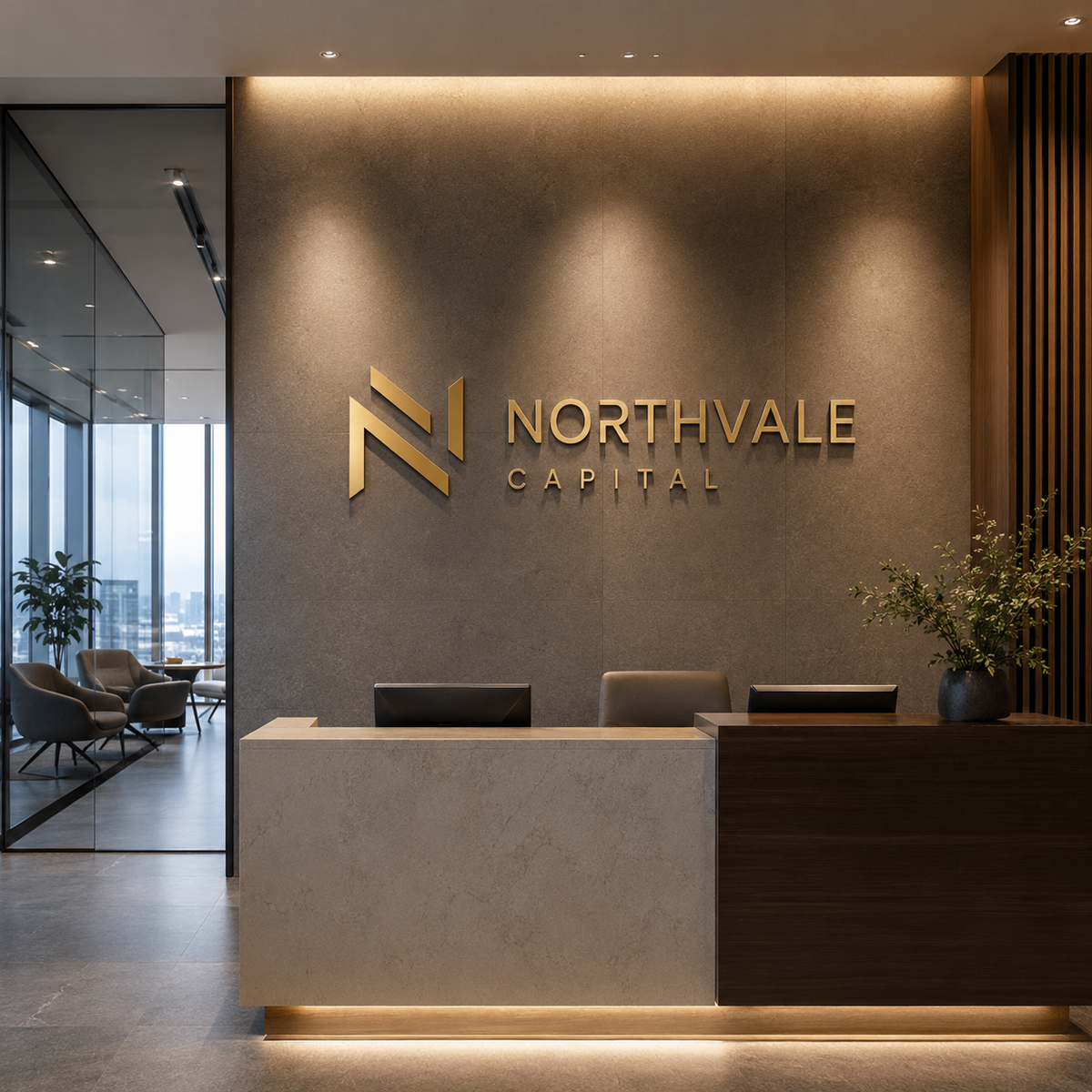Corporate office lobby sign