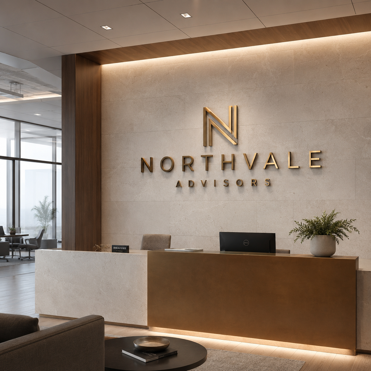 Corporate office lobby sign