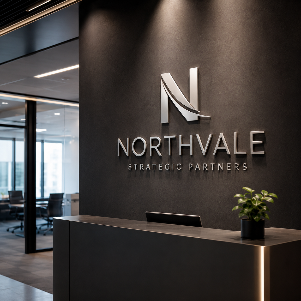 Corporate office lobby sign
