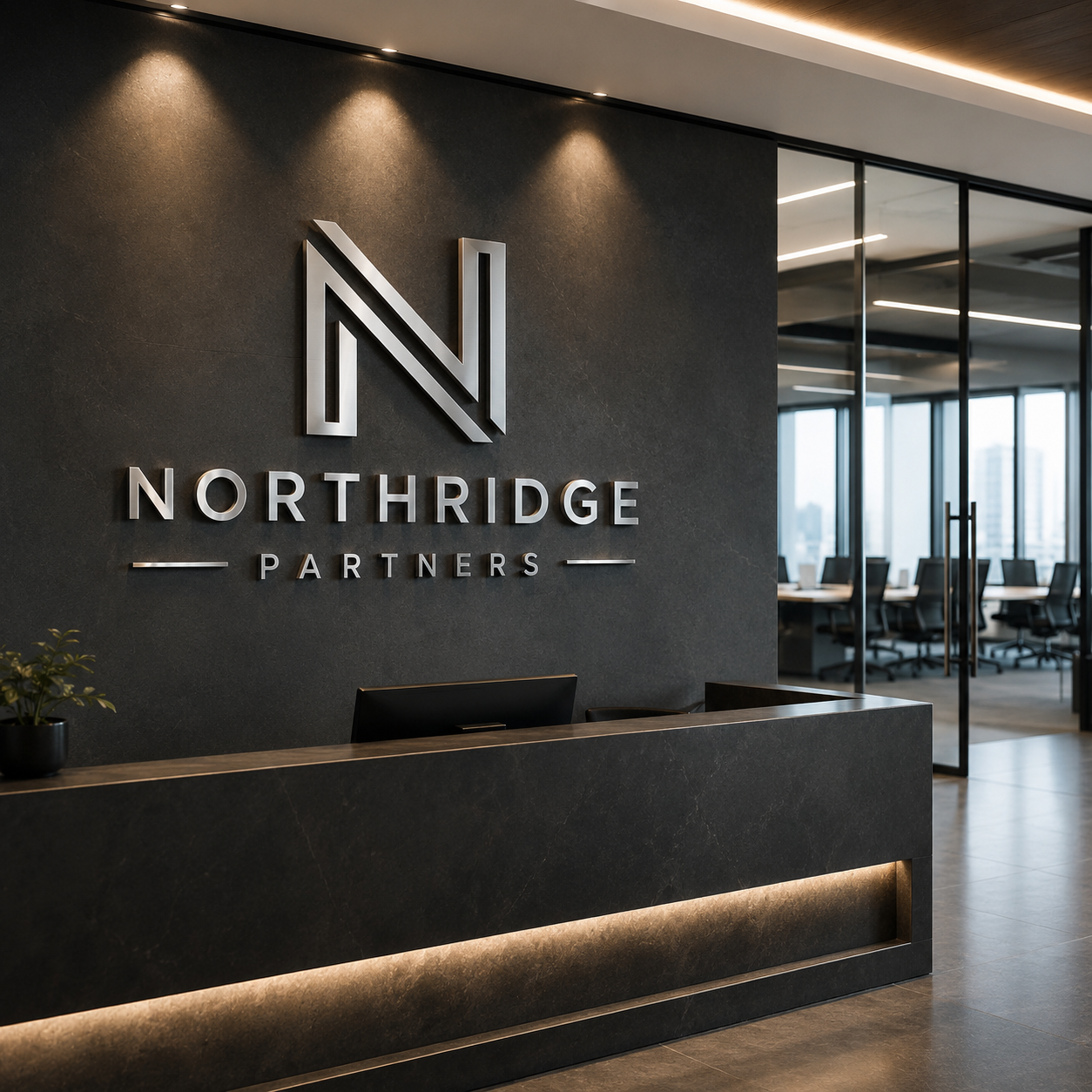 Corporate office lobby sign