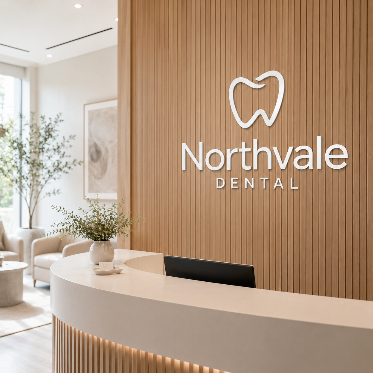 Dental office reception logo sign