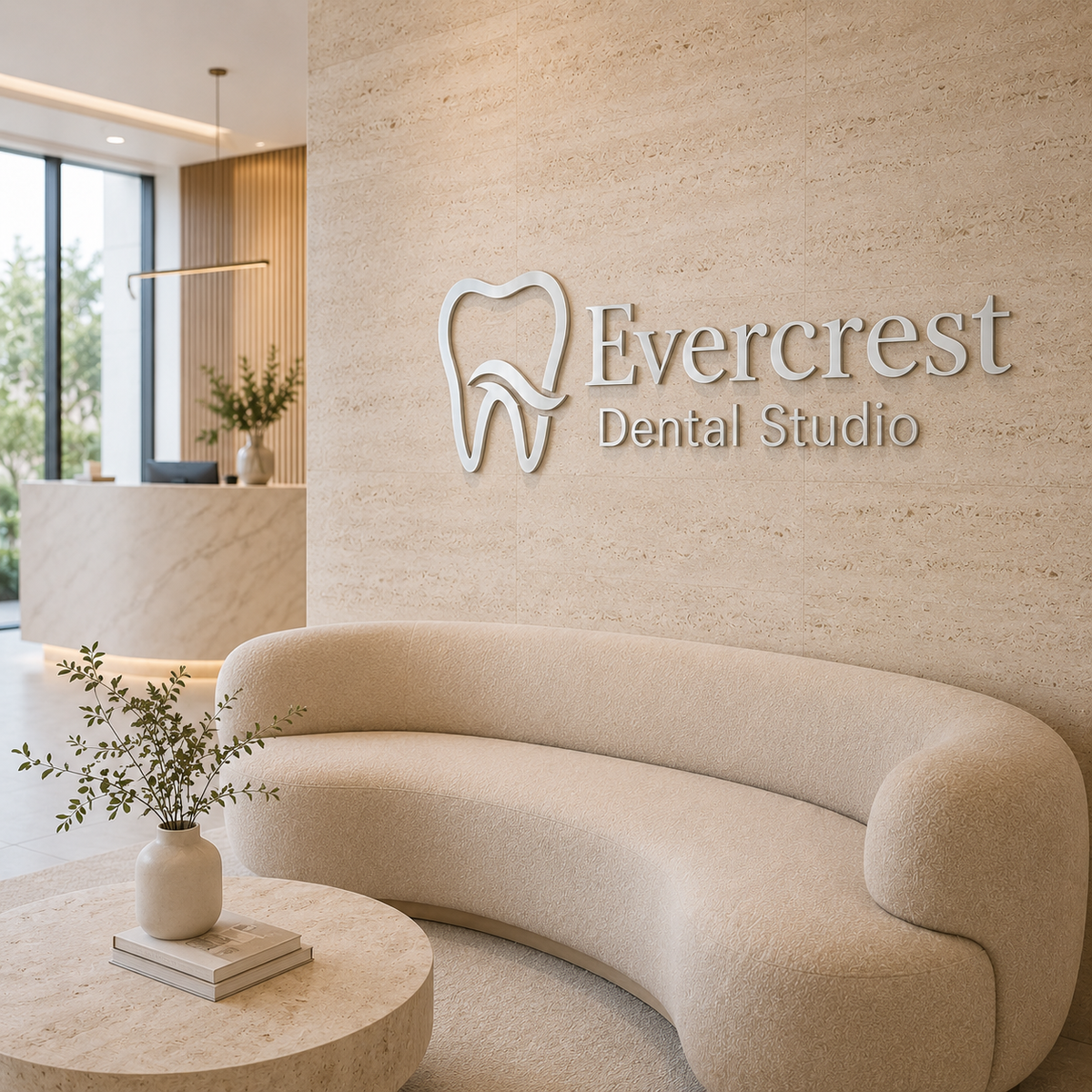 Dental waiting room branding sign
