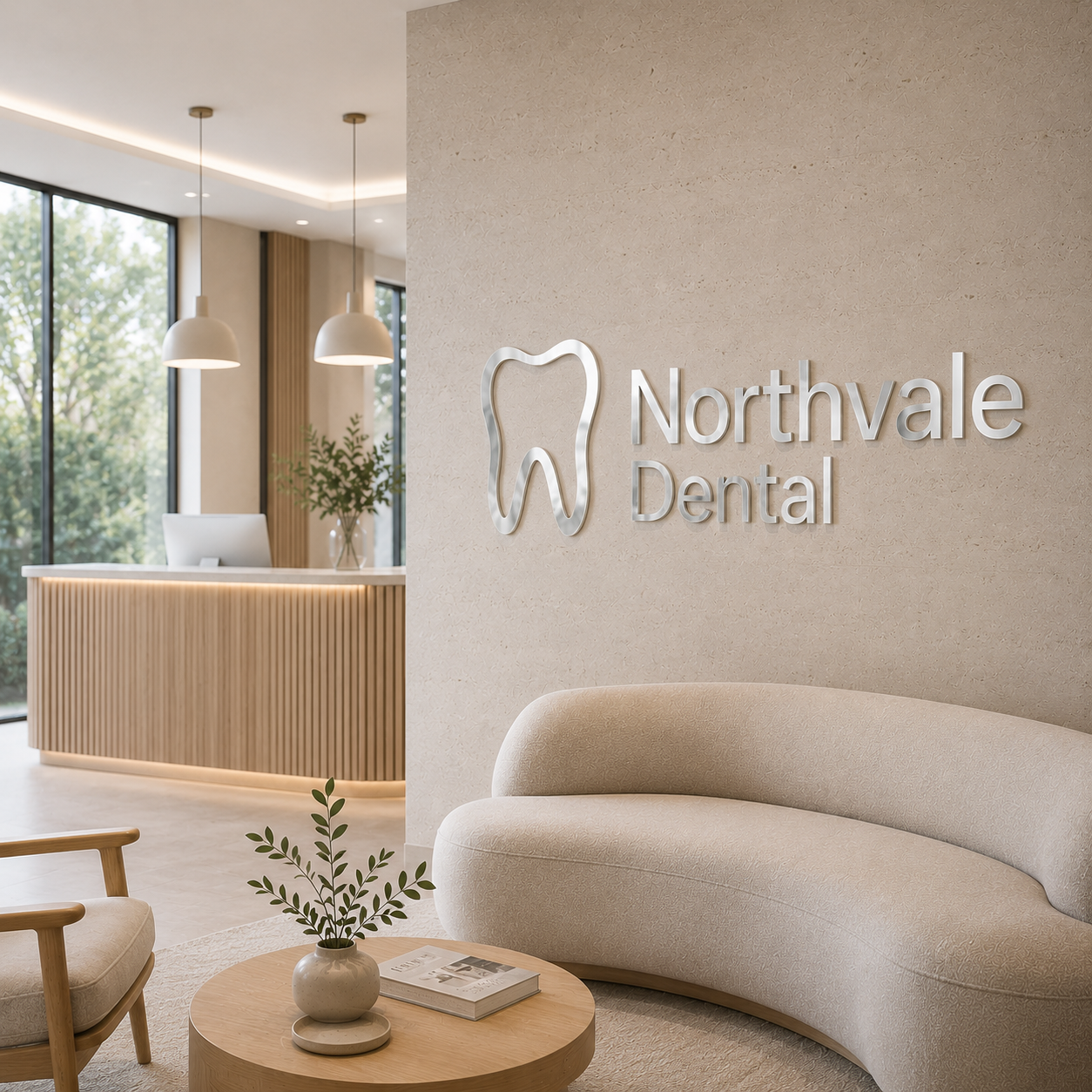 Dental waiting room branding sign