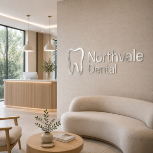 Dental waiting room branding sign