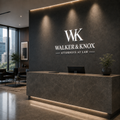 Law firm reception logo wall sign