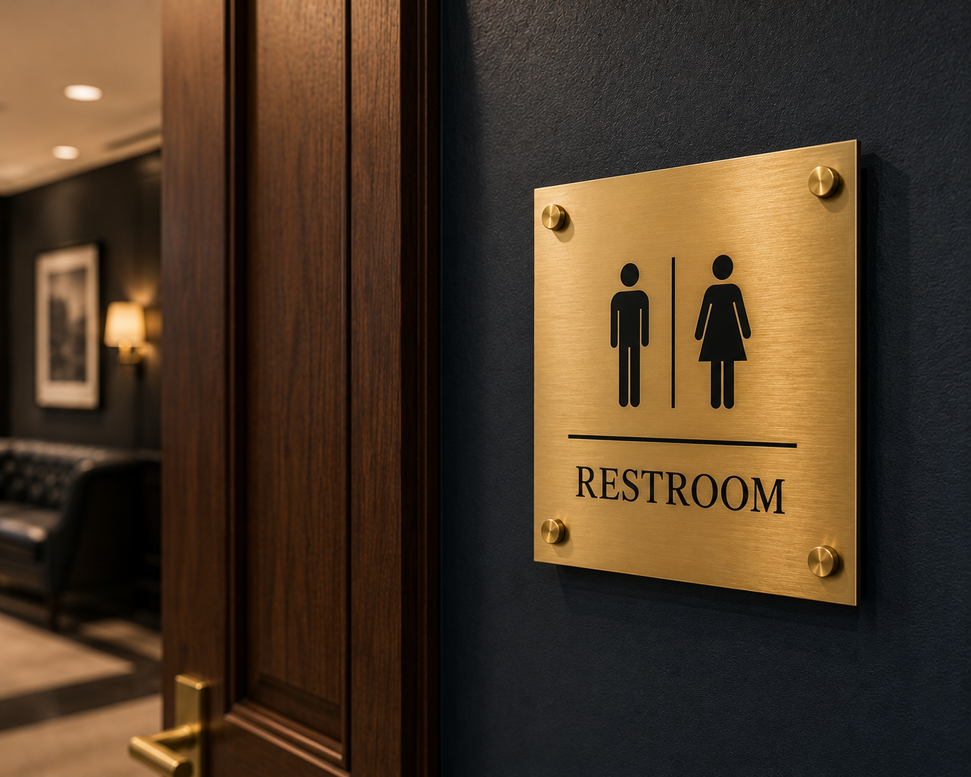 Law firm restroom sign