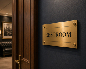 Law firm restroom sign