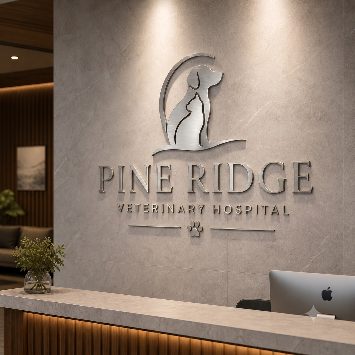 Veterinary clinic lobby sign