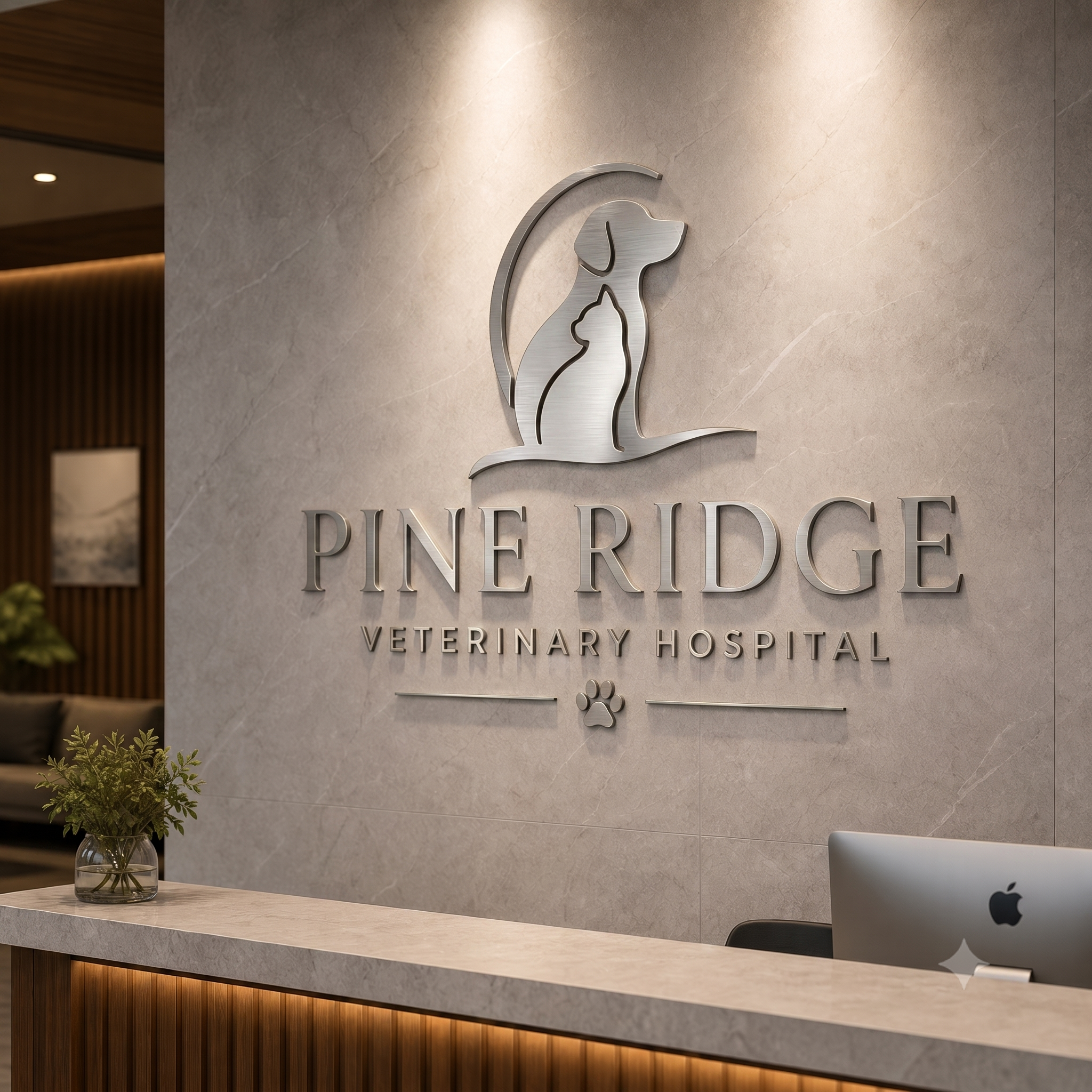 Veterinary clinic lobby sign